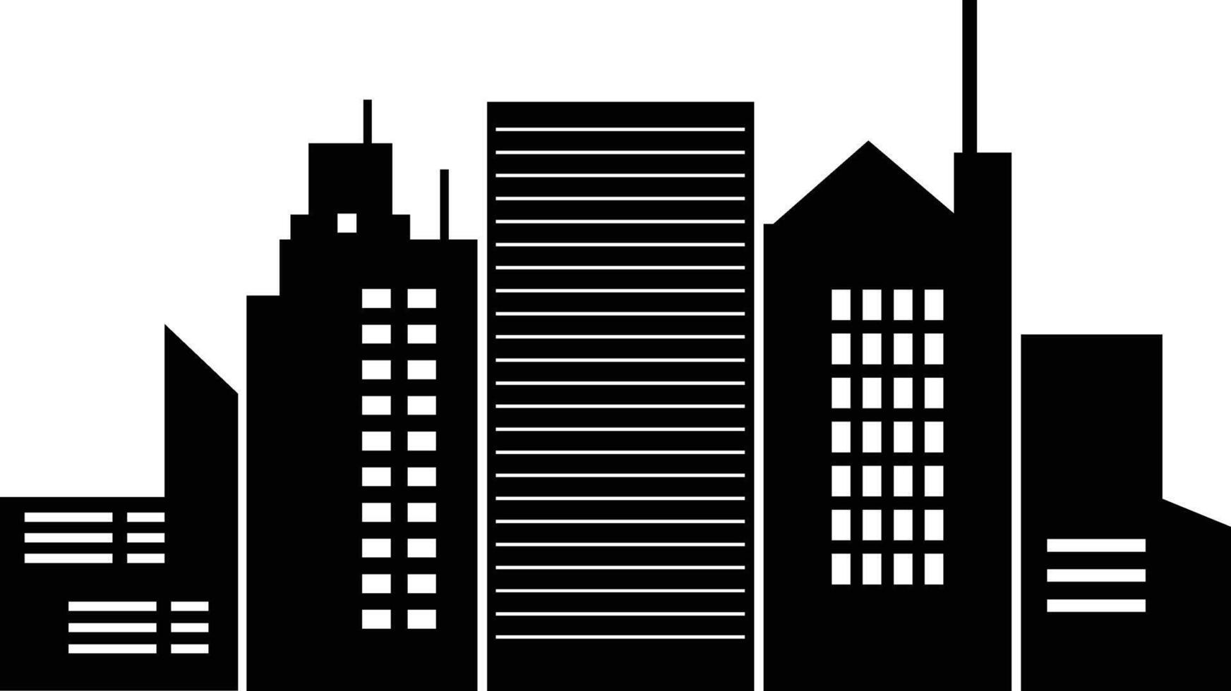 Silhouette of Cityscape in Simple Design, Isolated on White Background, vector