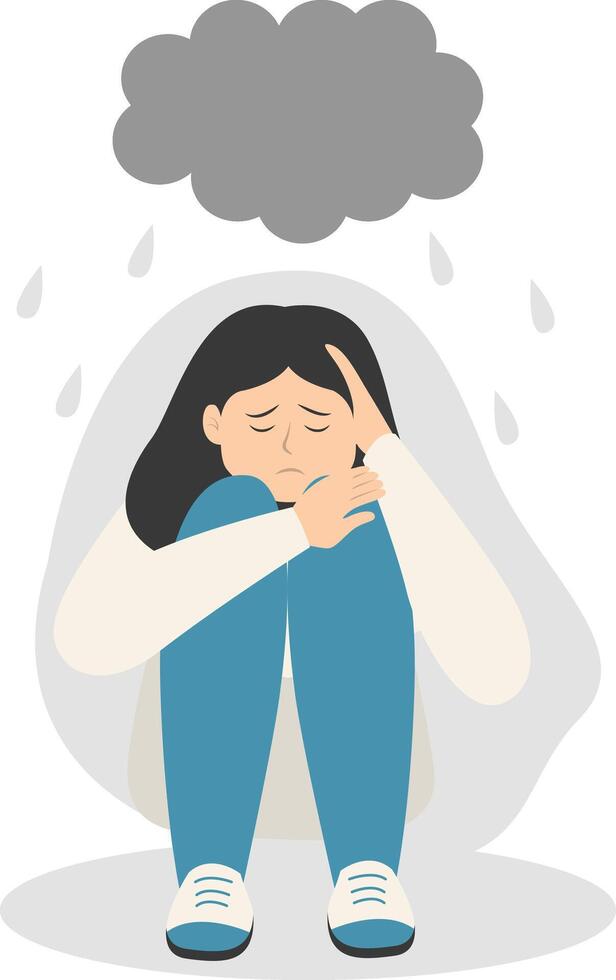 People Depressed Illustration with Cartoon Design. vector
