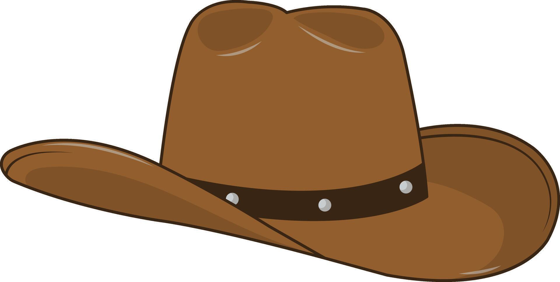 Brown Cowboy Hat Illustration with Cartoon Style. Isolated on White Background vector