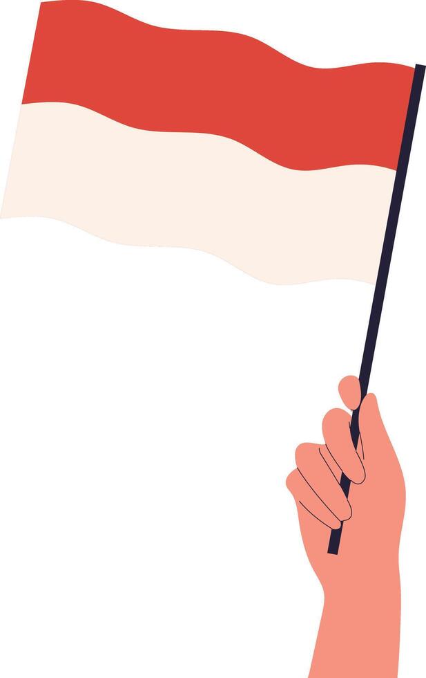 Hand Holding on the Indonesian Flag, Isolated on White Background, vector