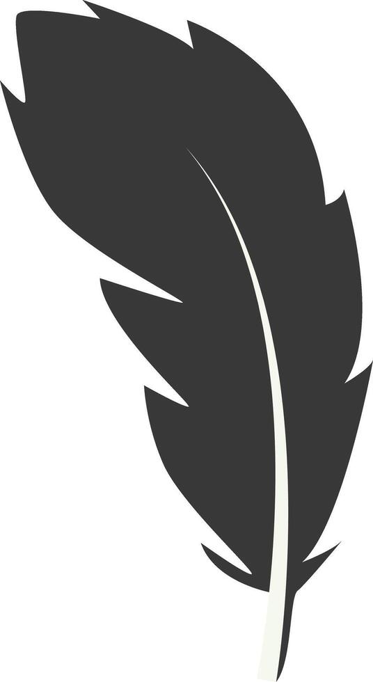 Black Silhouette of Curved Feather Isolated on White Background vector