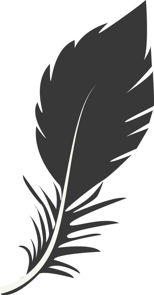 Black Silhouette of Curved Feather in Simple Design vector