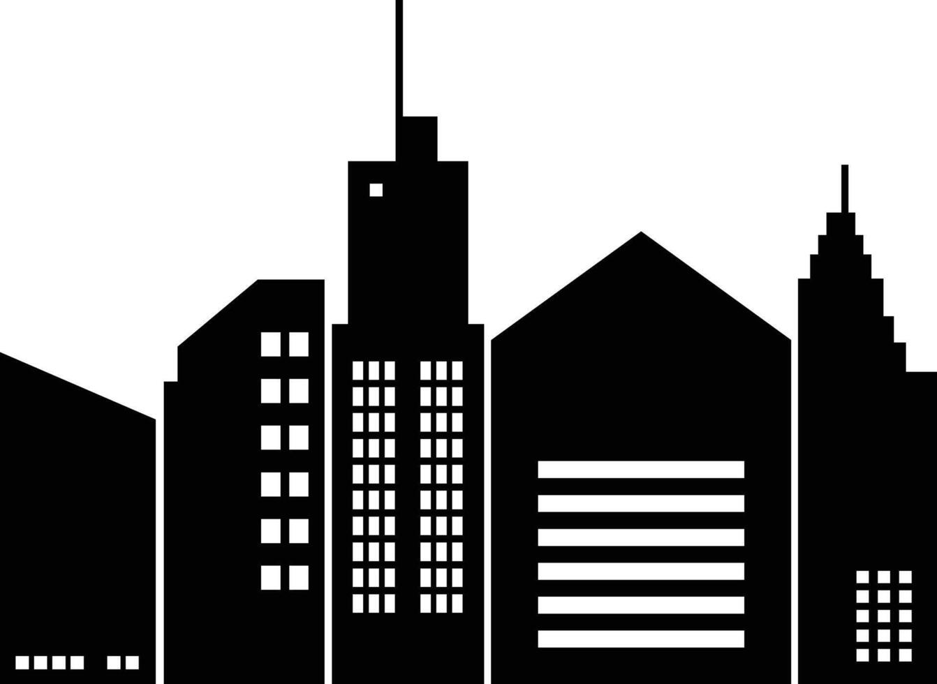 Silhouette of Cityscape in Simple Design. Isolated on White Background. vector