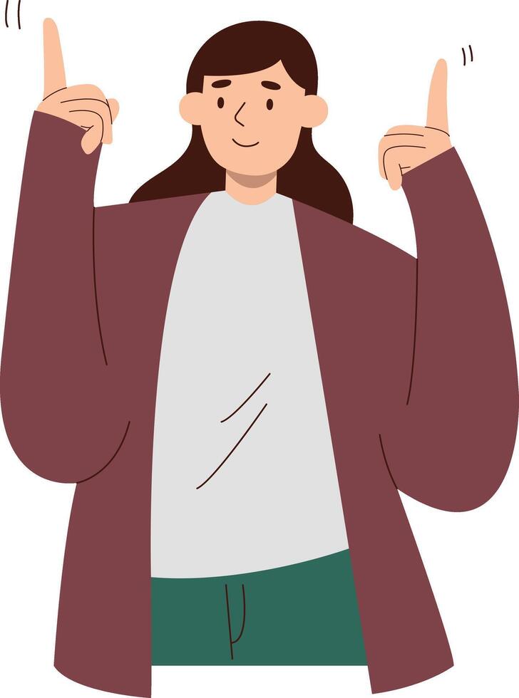 Person Pointing Character with Flat Cartoon Design vector