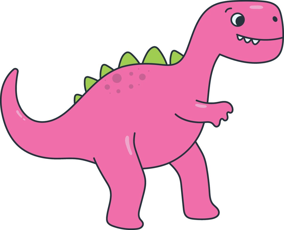 Illustration of Cute Dinosaurs, Isolated on White Background vector