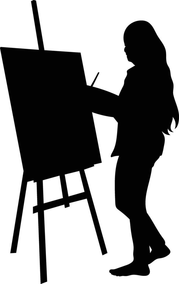 Silhouette of People Painting on Canvas vector