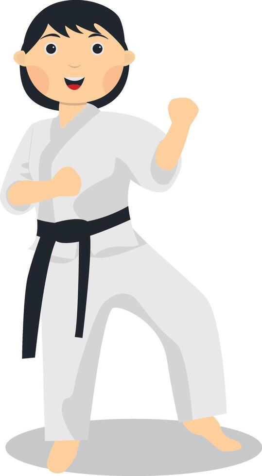 Kid Karate Illustration Isolated on White Background. vector