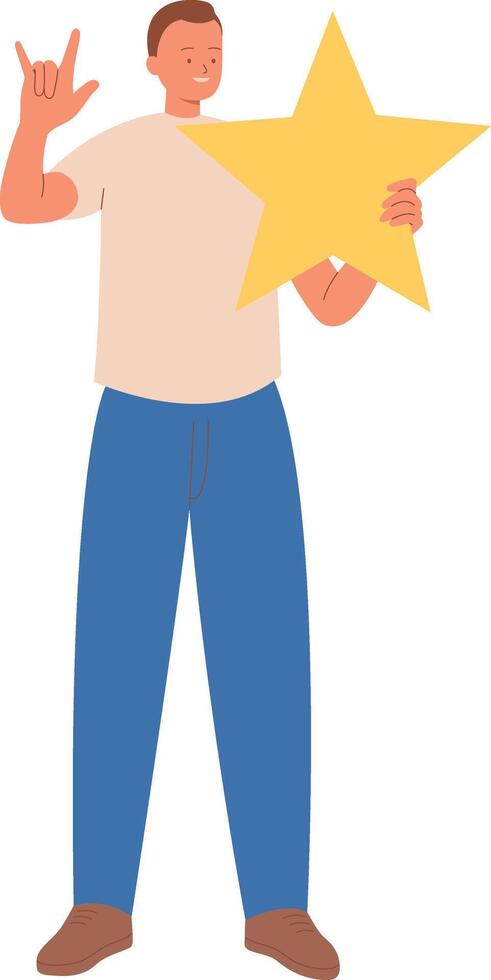 People Holding Star Character. vector