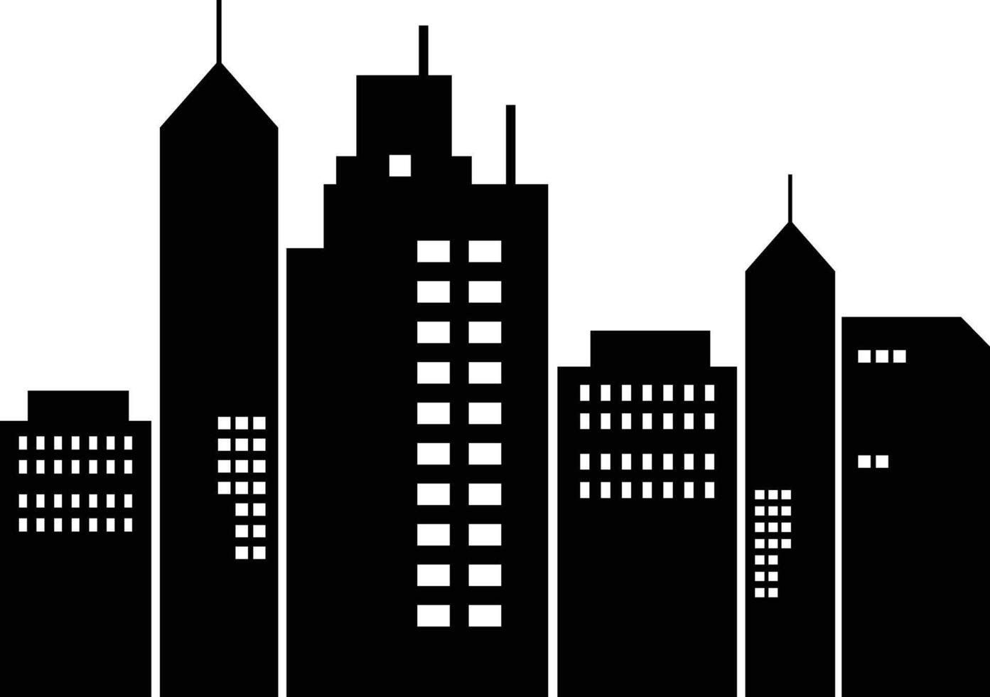 Silhouette of Cityscape Isolated on White Background. vector