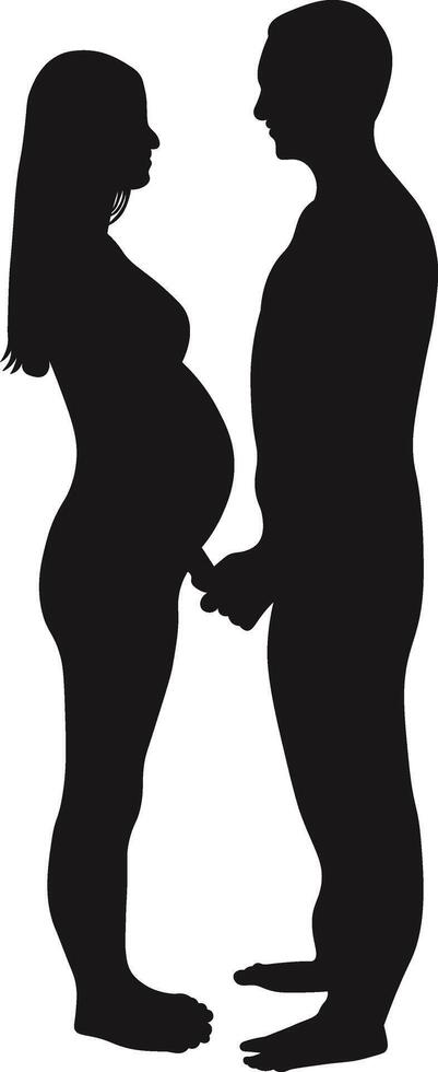 Pregnant Lady Silhouette with Flat Cartoon Design, vector