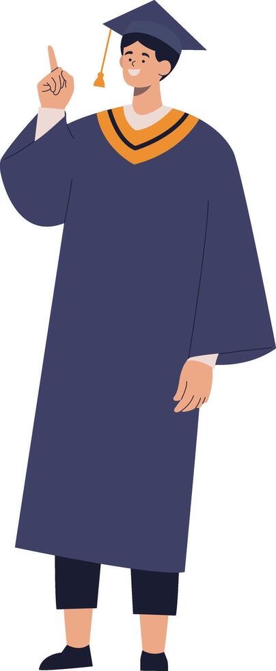 Student Graduation Character at University. Isolated on White Background. vector