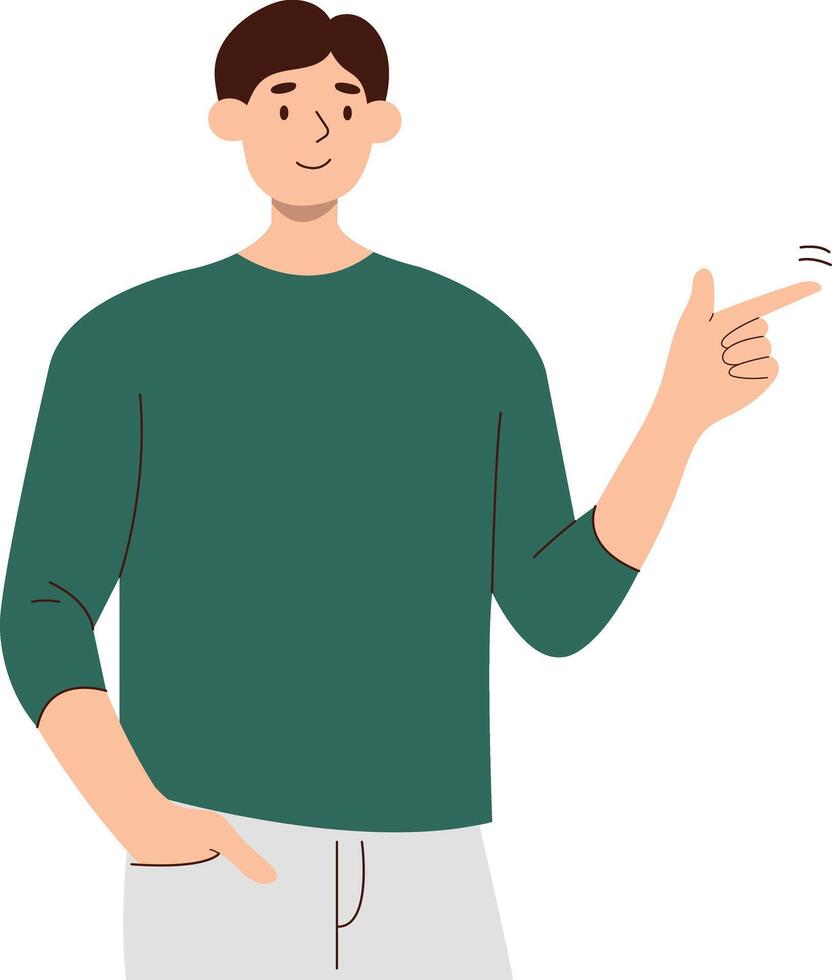 Person Pointing Character with Flat Cartoon Design. vector