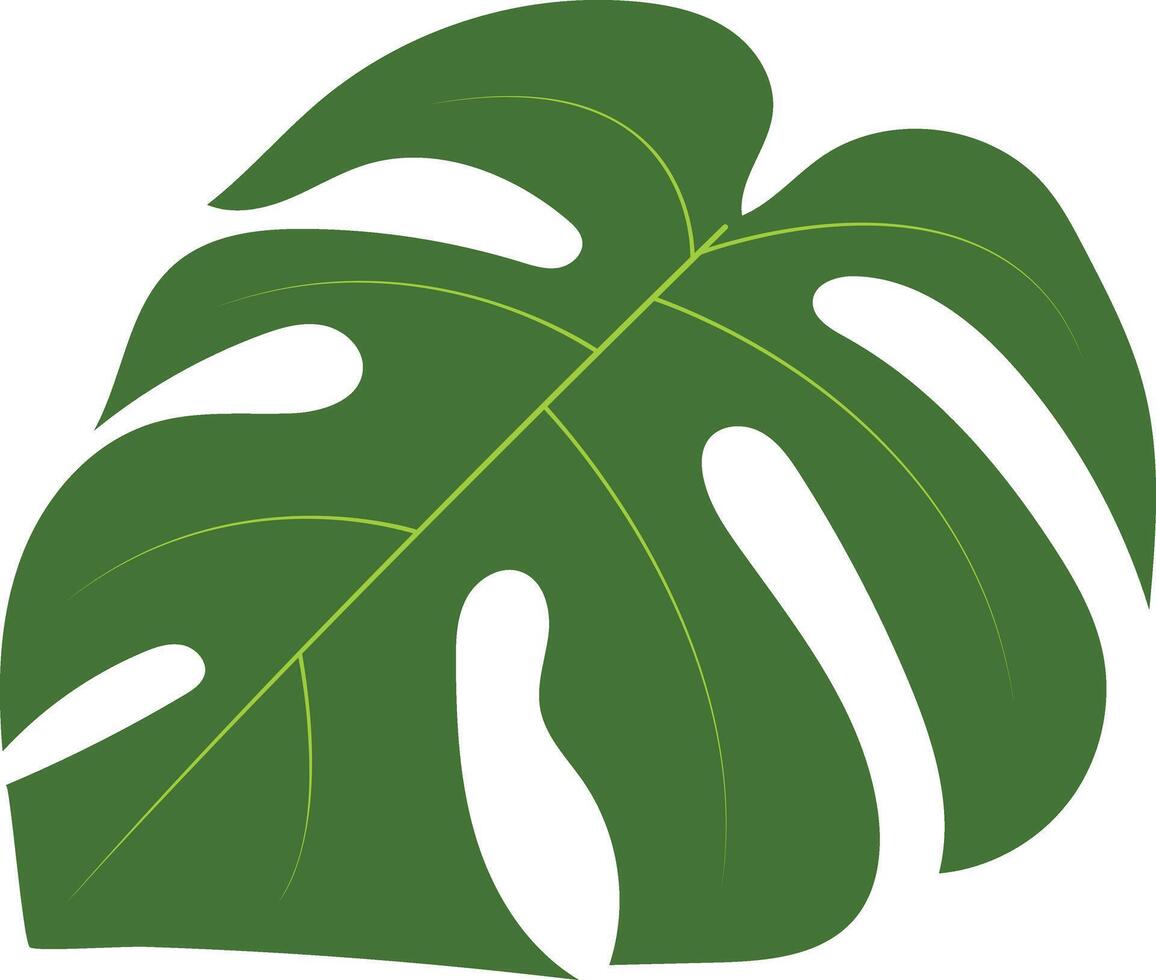 Green Tropical Leaves Illustration in Cartoon Design. vector