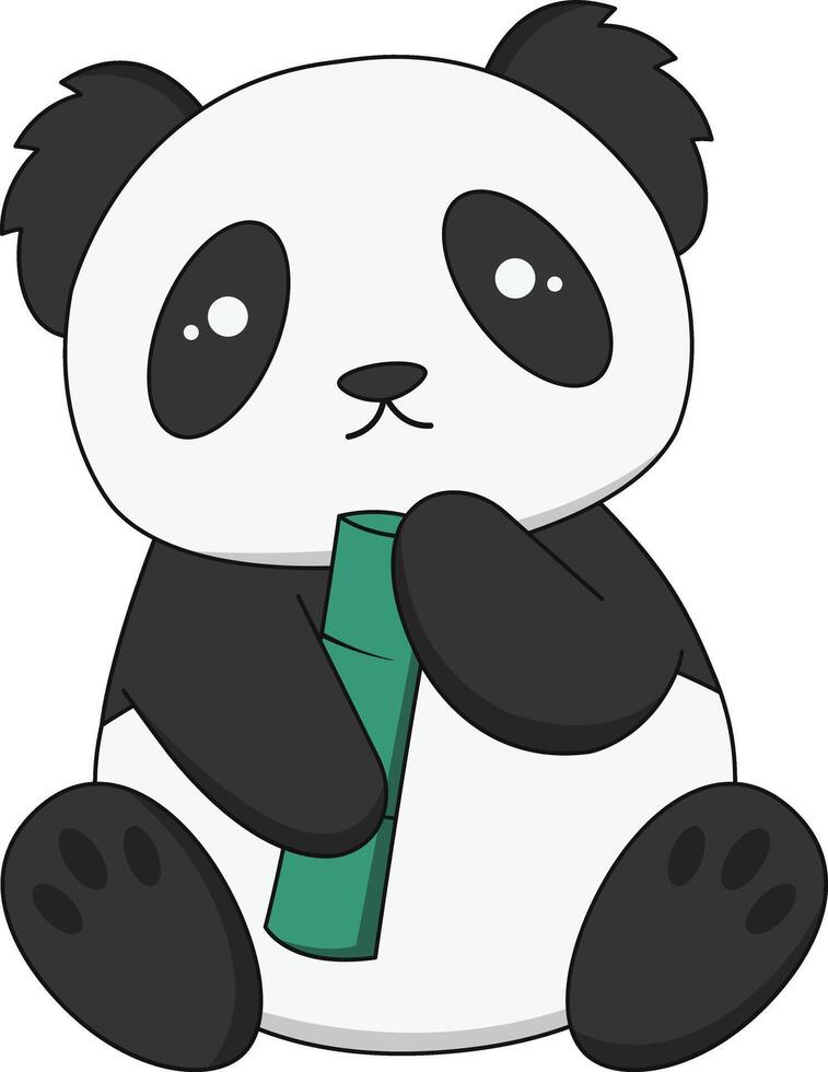 Baby Panda Character in Cartoon Design. vector