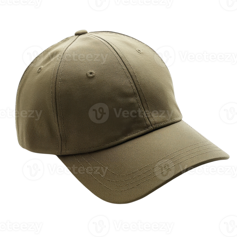 Khaki baseball cap shot on transparent background png