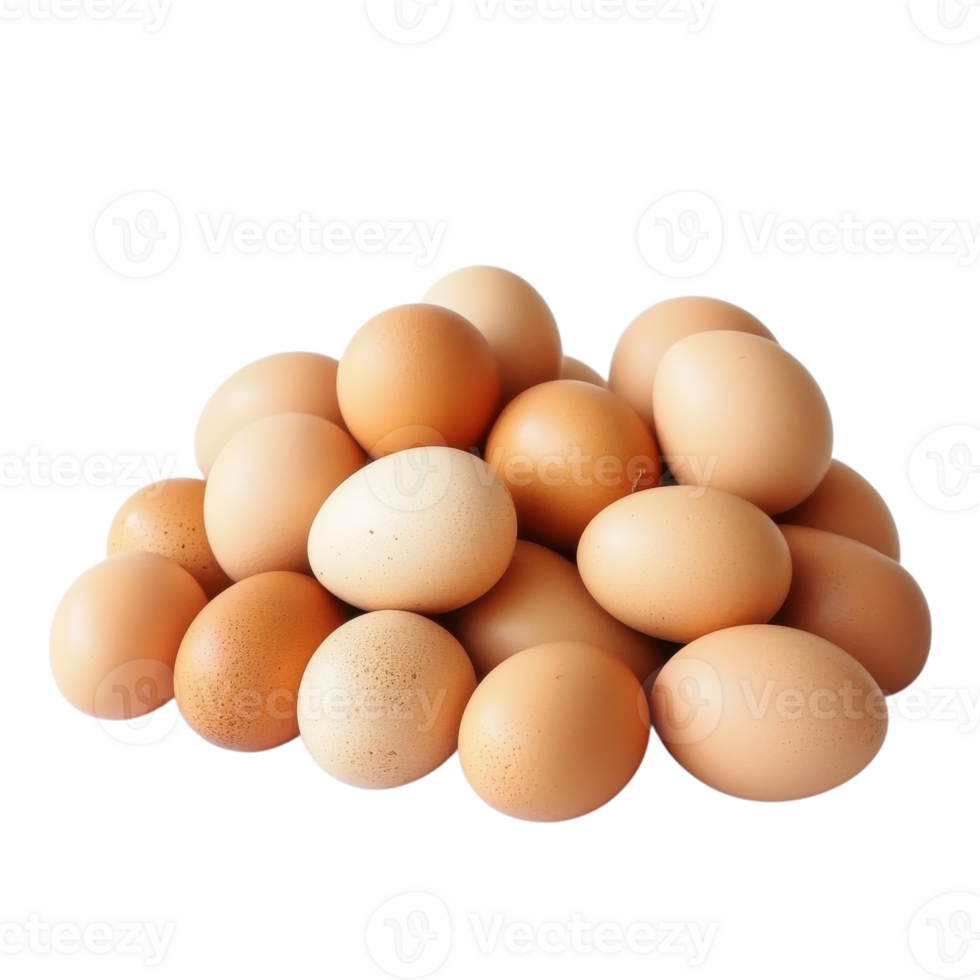 Pile of brown eggs close on transparent background png