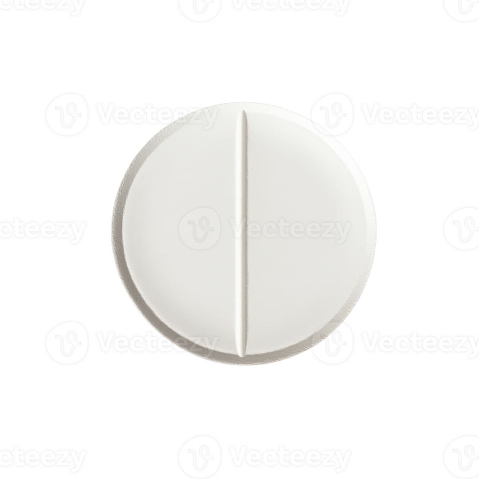 A single white tablet on transparent background. png