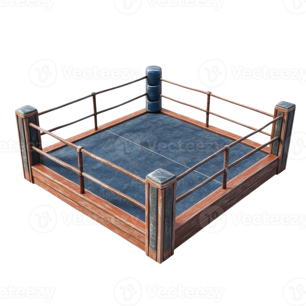 An empty boxing arena on transparent background png