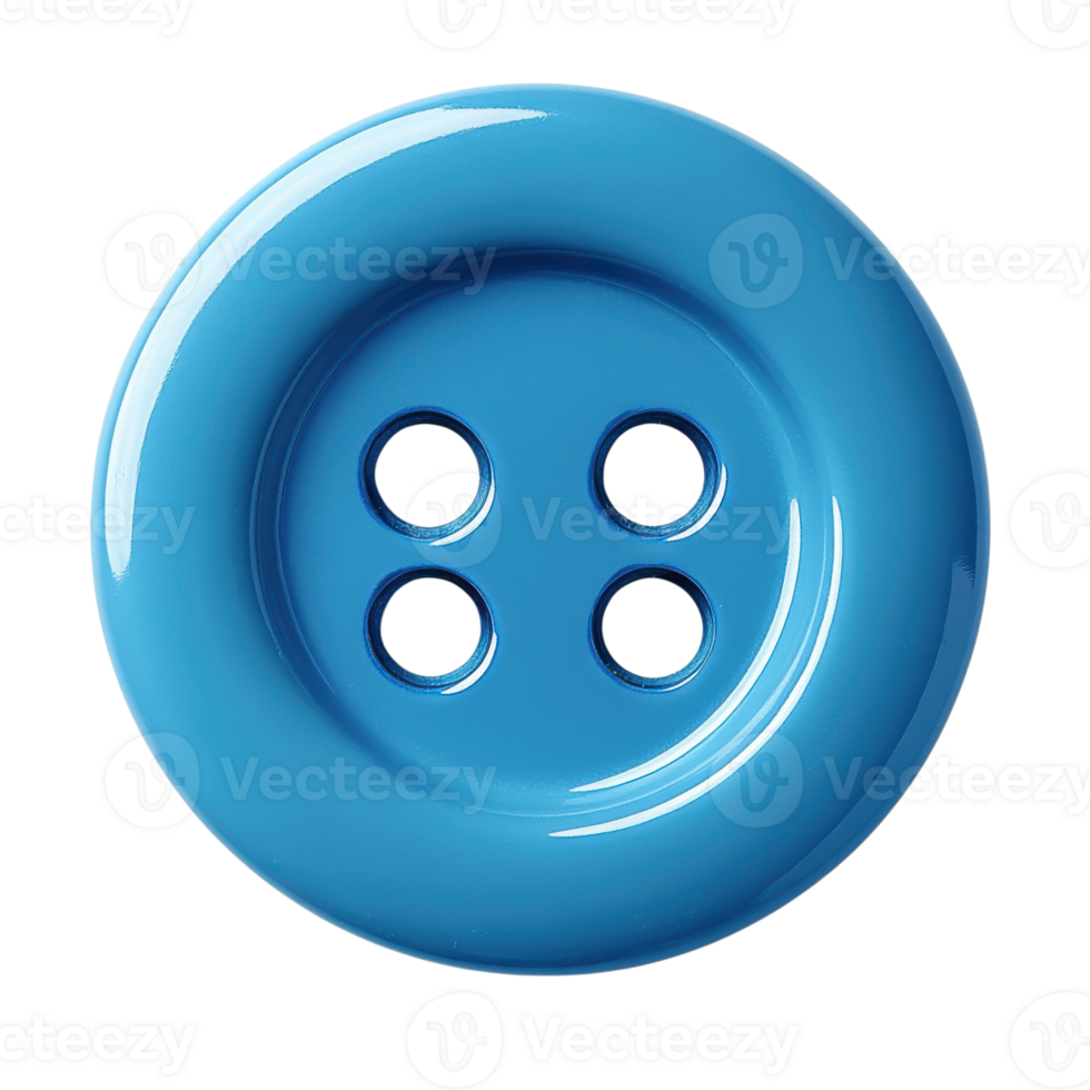 A blue plastic button on transparent background png