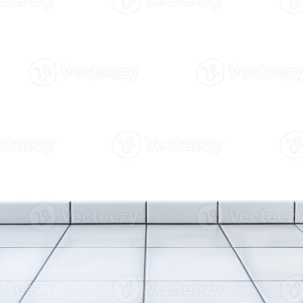 White tiled floor area on transparent background. png