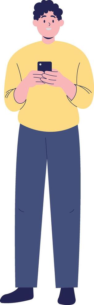 Person with Technology Devices. vector