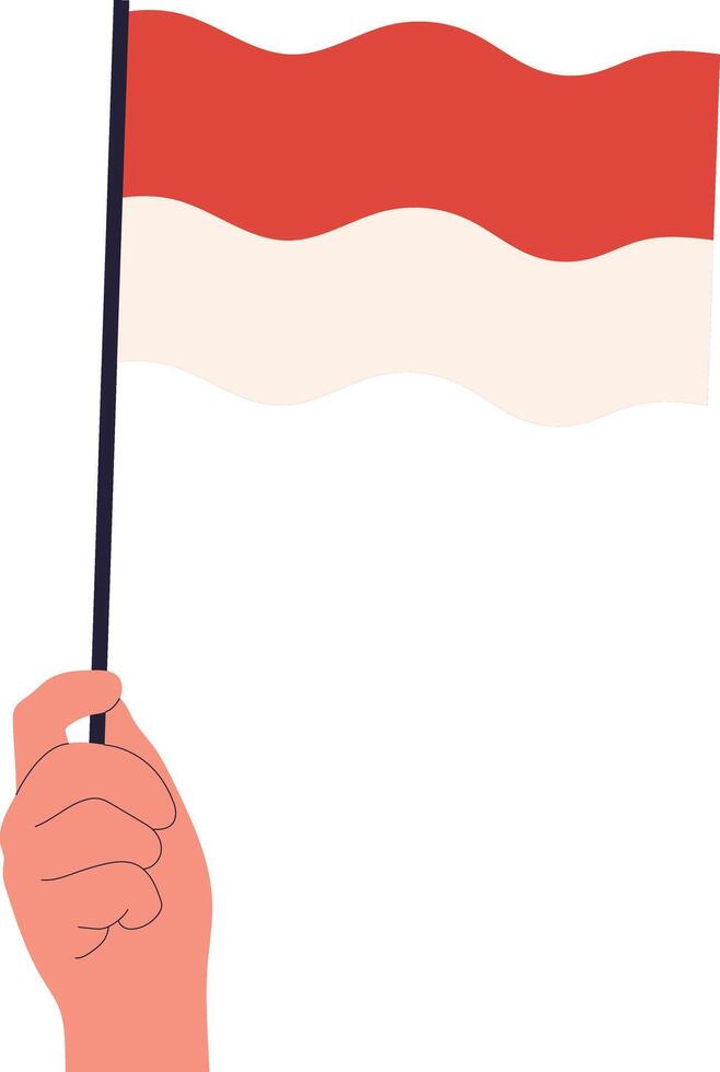 Hand Holding on the Indonesian Flag with Flat Design vector