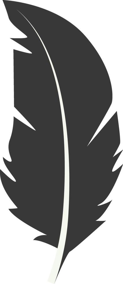 Black Silhouette of Curved Feather in Simple Shape vector