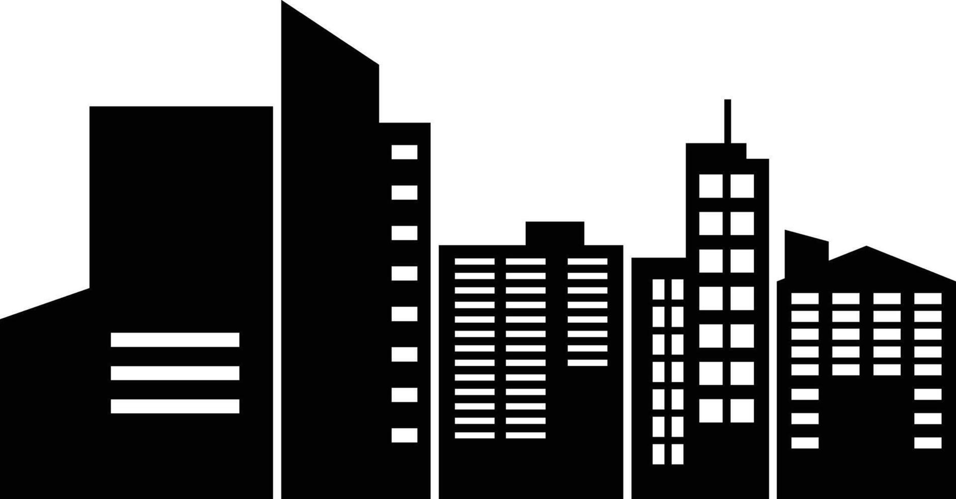 Silhouette of Cityscape Isolated on White Background, vector