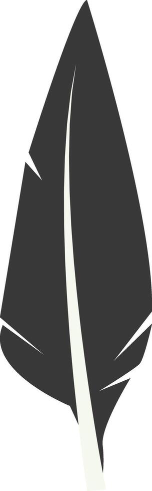 Black Silhouette of Curved Feather, vector