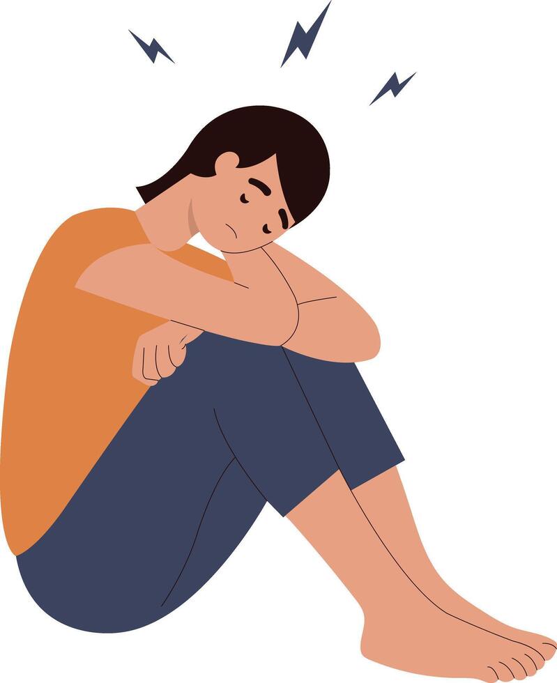 Woman Mental Disorder Character with Flat Cartoon Design. vector