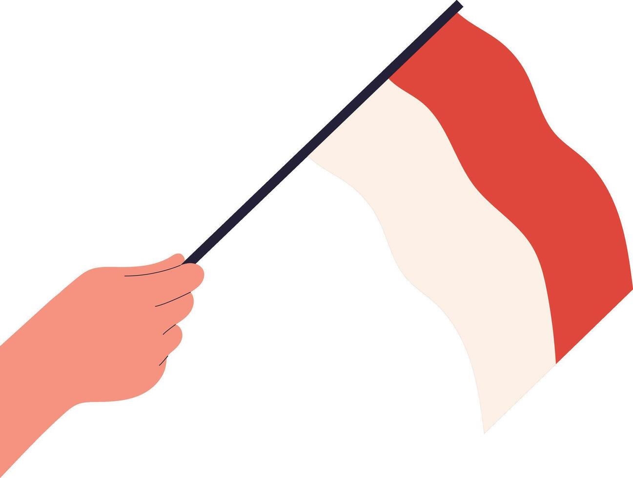 Hand Holding on the Indonesian Flag with Cartoon Design. vector
