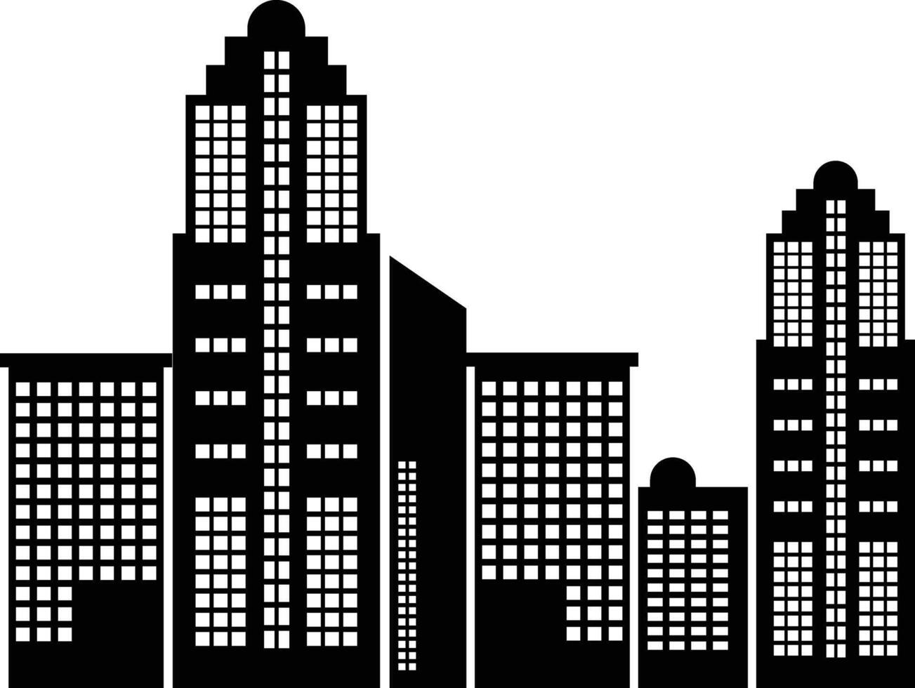 Silhouette of Cityscape, Isolated on White Background, vector