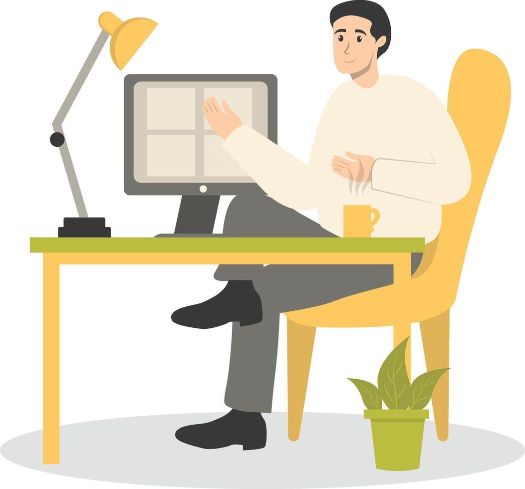 Illustration of People Programmer Working in Office, Isolated on White Background vector
