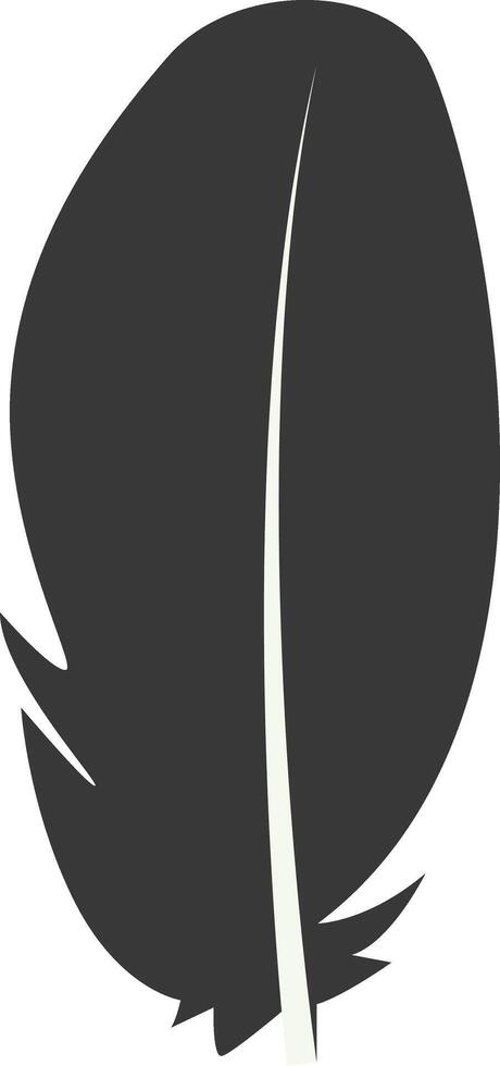 Black Silhouette of Curved Feather with Simple Design vector