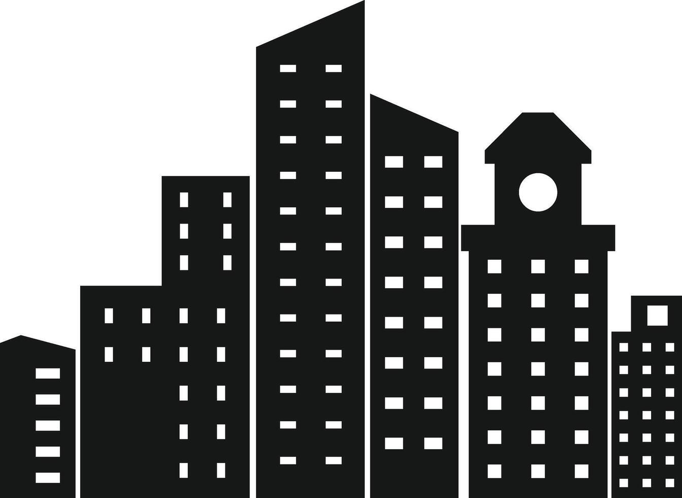 Town Skyline Silhouette. vector