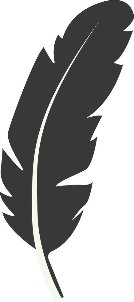 Black Silhouette of Curved Feather with Flat Design. vector