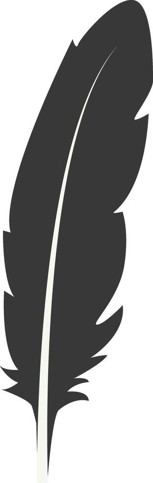 Black Silhouette of Curved Feather with Flat Design vector