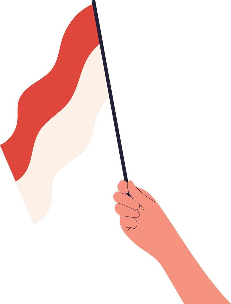 Hand Holding on the Indonesian Flag with Cartoon Design vector