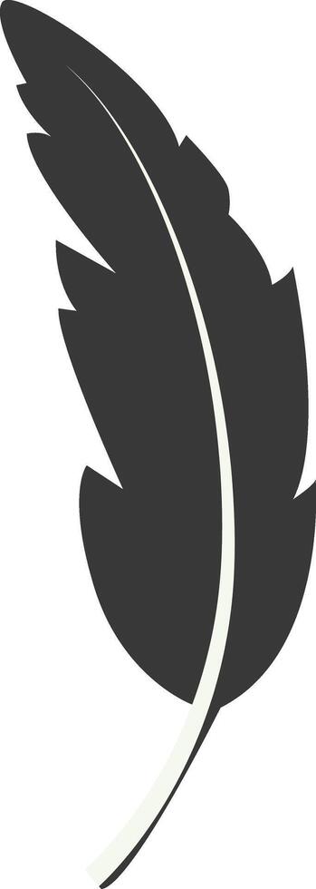 Black Silhouette of Curved Feather in Simple Design. Isolated on White Background vector