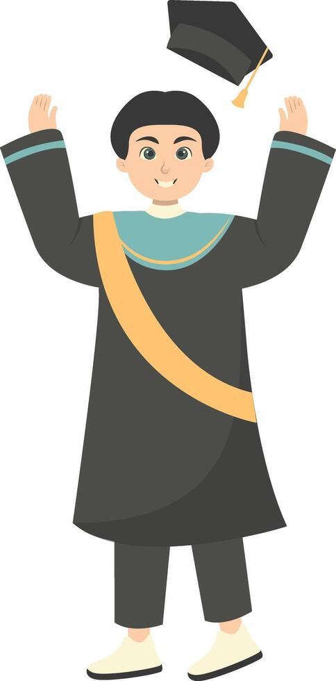 PrintIllustration of People Graduation From University in Cartoon Style vector