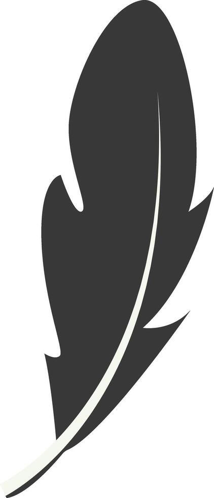 Black Silhouette of Curved Feather in Simple Shape, Isolated on White Background vector