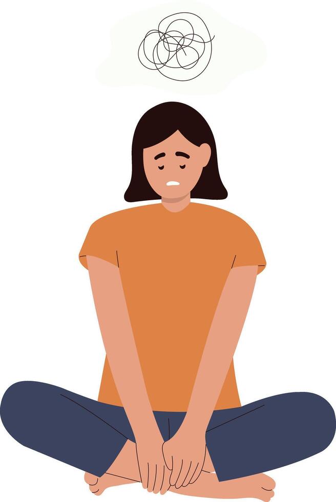 Woman Mental Disorder Character in Cartoon Design vector