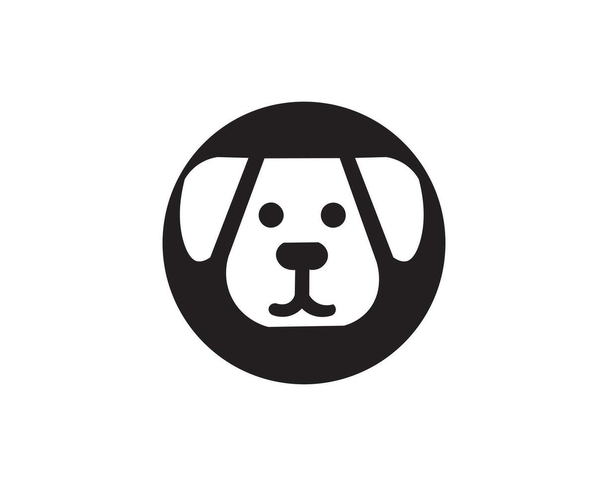 Minimalist dog face icon in circle for pet branding vector