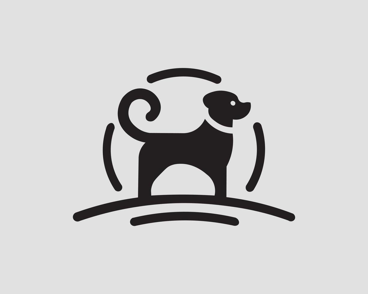 Minimalist dog silhouette circle logo for pet branding vector