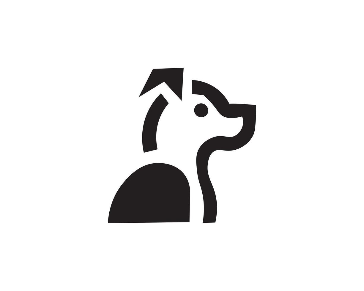 Minimalist black and white dog silhouette logo and icon design vector