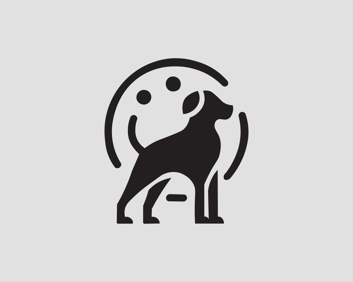 Elegant black dog silhouette logo in minimalist circle vector