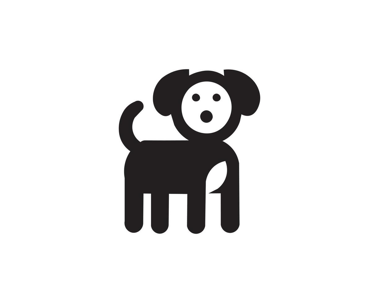 Playful minimalist black dog mascot logo and icon design vector