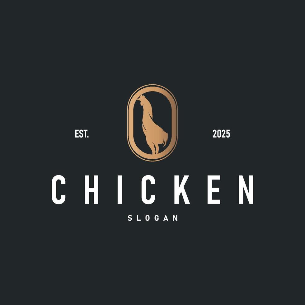 Chicken logo design with a black silhouette concept as a symbol of the livestock farming concept, a symbol of a product or business brand illustration template vector
