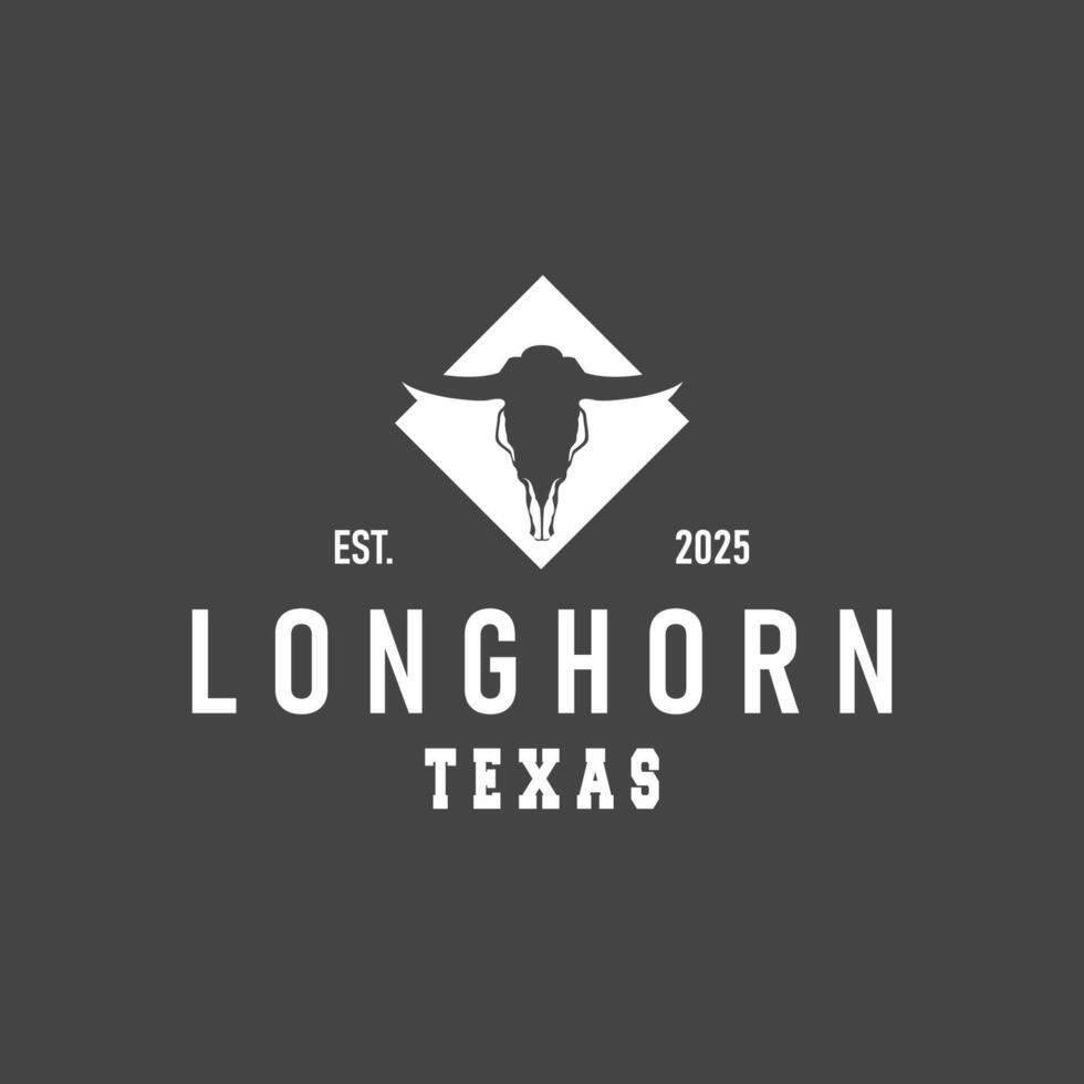 design with longhorn logo illustration horn symbol from old ranch concept template in west texas vector