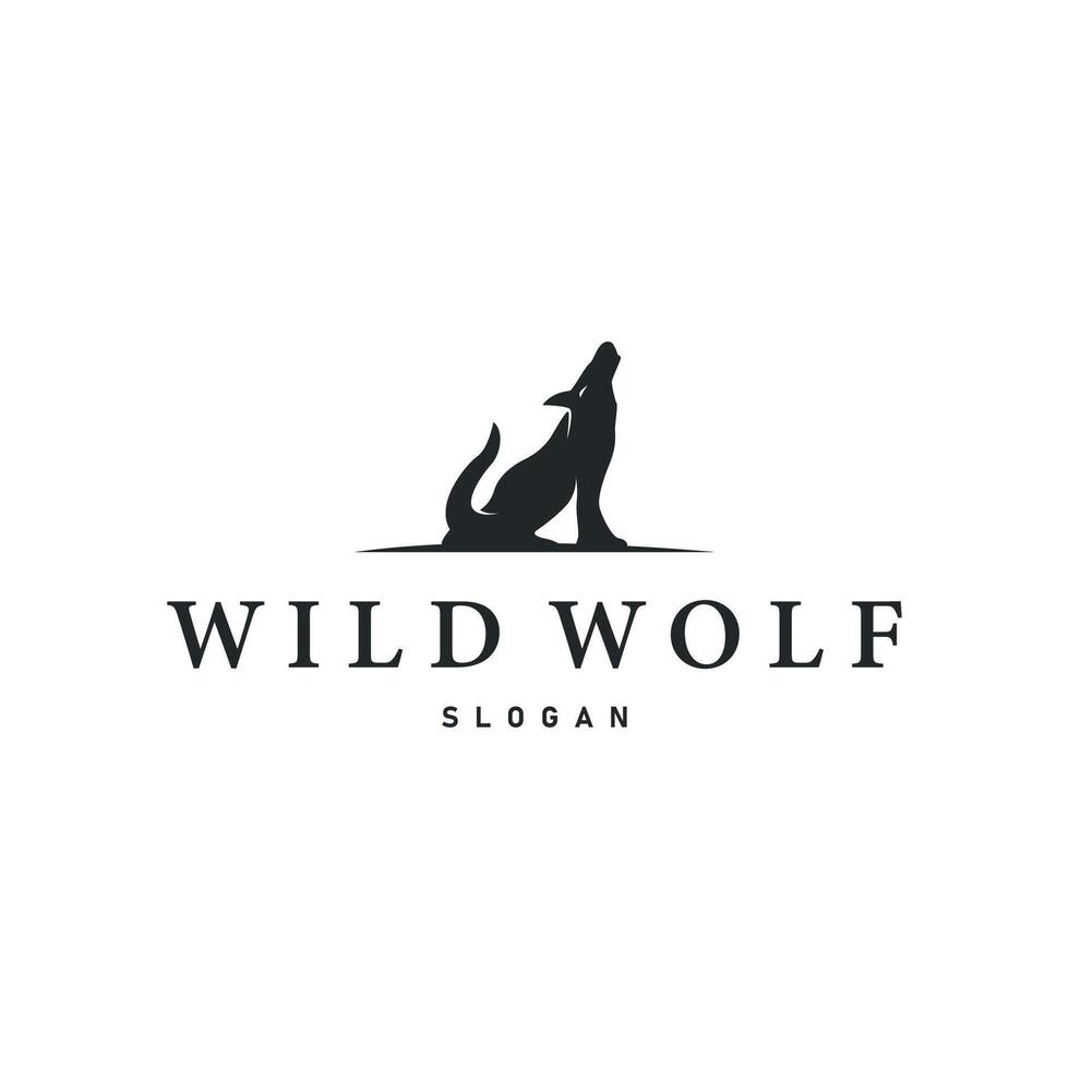 black silhouette logo wolf wild simple illustration template vector